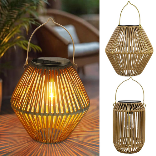 Boho Solar Rattan Lantern - Outdoor Garden Decor Light