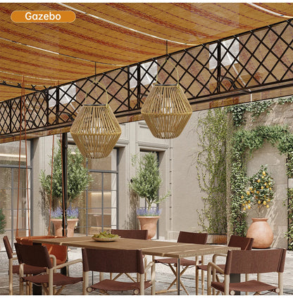 Boho Solar Rattan Lantern - Outdoor Garden Decor Light