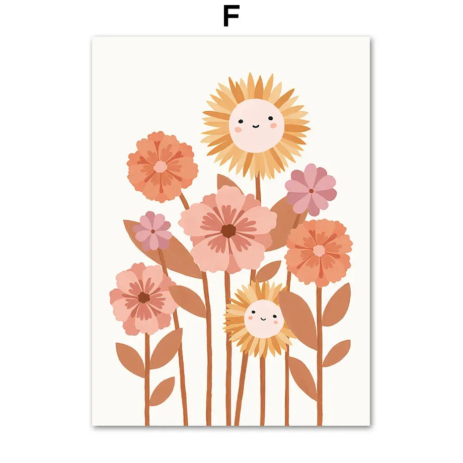 Boho Kids Room Wall Art Set - Nursery Educational Posters