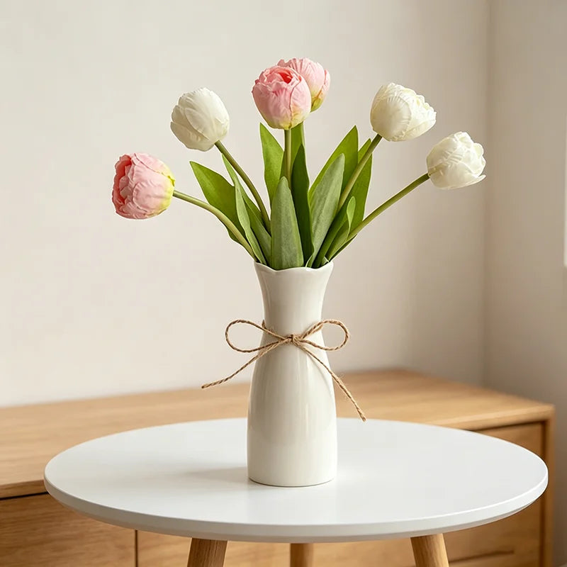 Minimalist White Ceramic Vase - Nordic Home Decor
