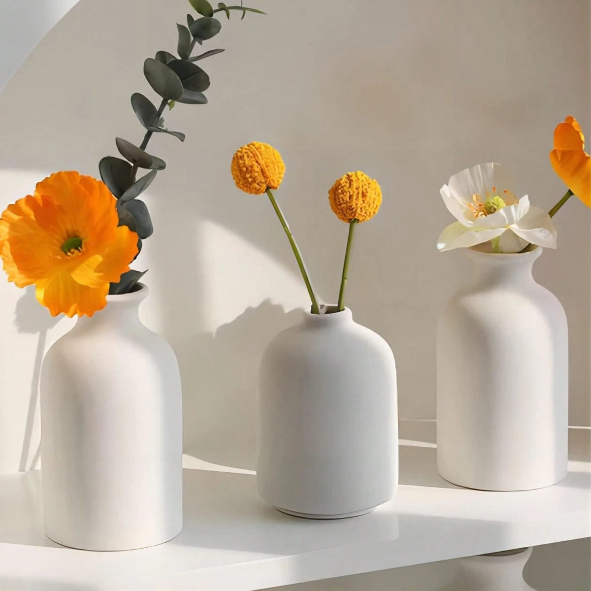 3pcs Bohemian Ceramic Vase Set - Modern Farmhouse Decor