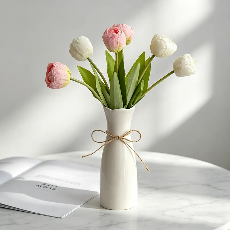 Minimalist White Ceramic Vase - Nordic Home Decor