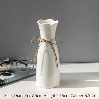 Minimalist White Ceramic Vase - Nordic Home Decor