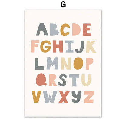 Boho Kids Room Wall Art Set - Nursery Educational Posters