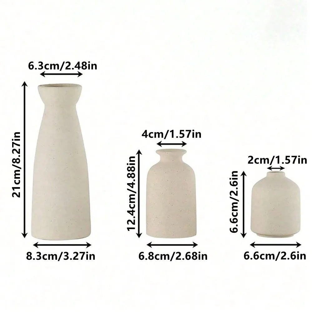 3pcs Bohemian Ceramic Vase Set - Modern Farmhouse Decor