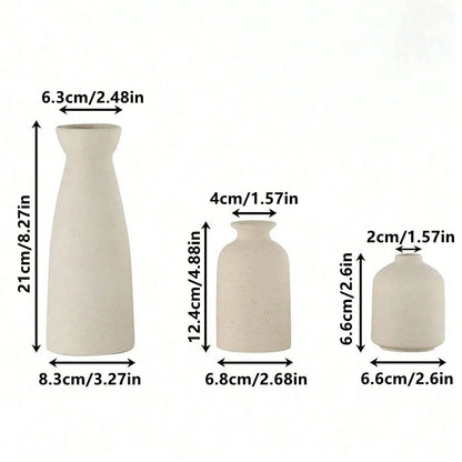 3pcs Bohemian Ceramic Vase Set - Modern Farmhouse Decor