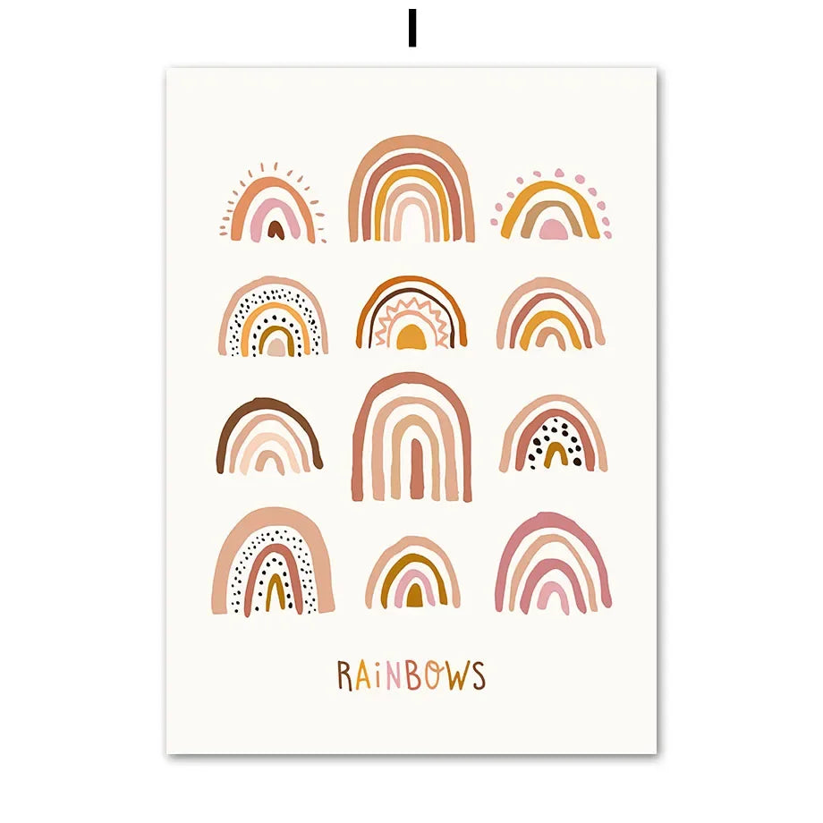 Boho Kids Room Wall Art Set - Nursery Educational Posters