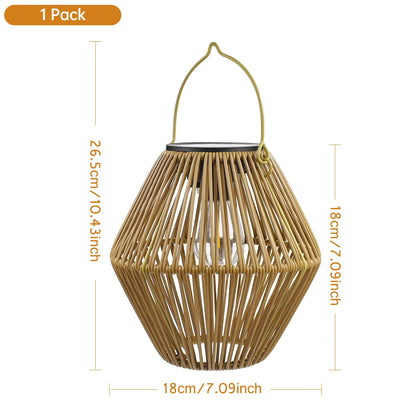 Boho Solar Rattan Lantern - Outdoor Garden Decor Light